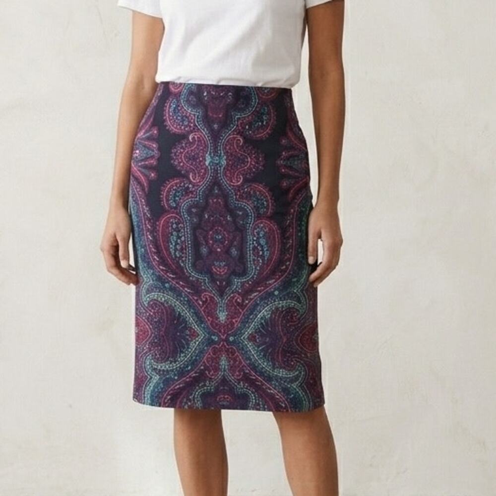 Adrianna Papell Navy, Pink & Blue Floral Skirt 8